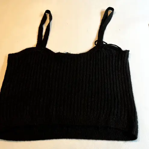 VERO MODA Black Knit Crop Top Sweetheart Neckline Sleeveless Tank EU XL