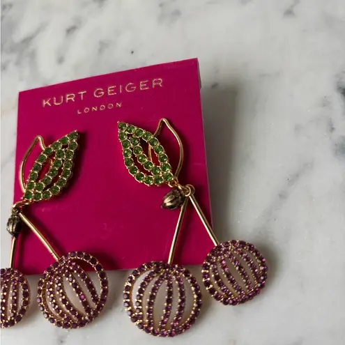 Kurt Geiger NWOT Gold and Purple Cherry Earrings