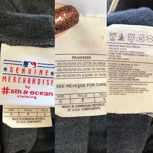 5th & Ocean Atlanta Braves Blue Logo Spell Out Short Sleeve Shirt Small