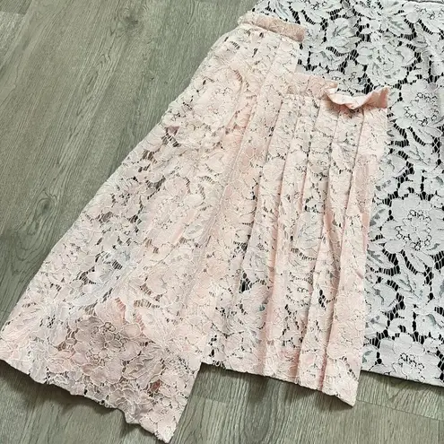 NWOT MSGM Lace Pink Irregular Pleated Pencil Skirt Size 42 Side zipper