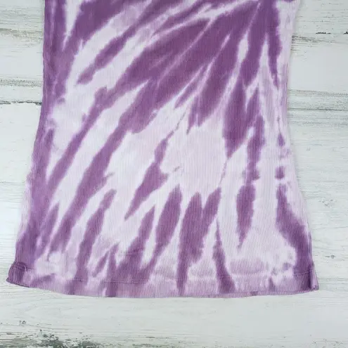 NWOT Point Sportswear Ribbed Tie Dye Lavender Purple Streak Tank Top Size Small