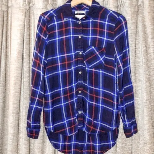American Eagle  Boyfriend Oversize Fit Blue Plaid Flannel Size Extra Small