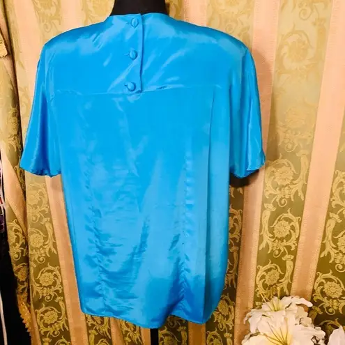 Vintage Blue  Josephine  Polyester Blouse Size 10