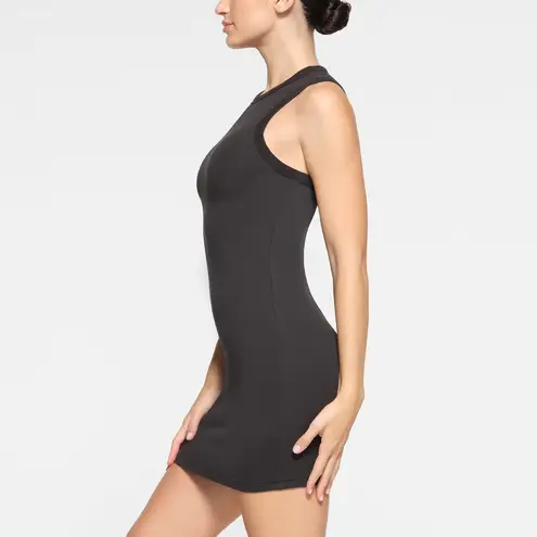SKIMS COTTON RIB TANK DRESS, BLACK, Size Medium , $60