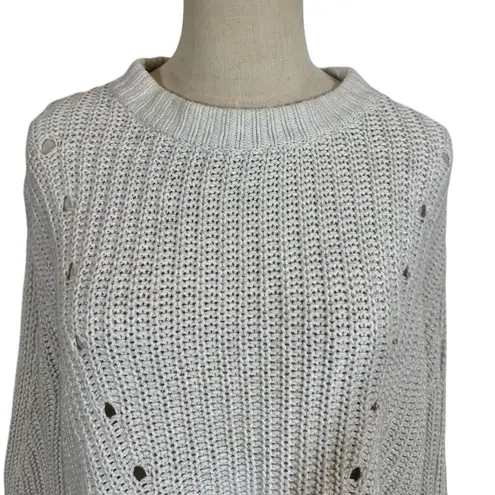 Rowie the Label Fae Knit Chunky Balloon Sleeve Sweater in Snow size XS/S White