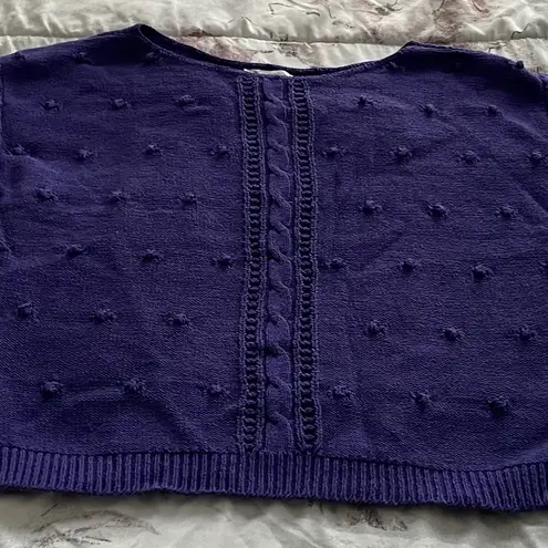 Vintage Beldoch Popper purple cable knit popcorn stitch pattern cropped sweater