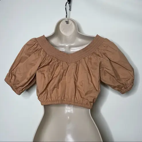 ALC Frank A.L.C. Natural Tan Beige Naya Off-the-shoulder Crop Top size 2