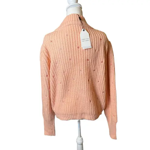 English Factory Anthropologie Peach Polka Dot Chunky Knit Sweater Large NWT