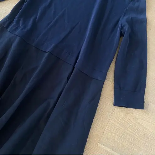 COS navy blue long sleeve tiered layered sheath dress