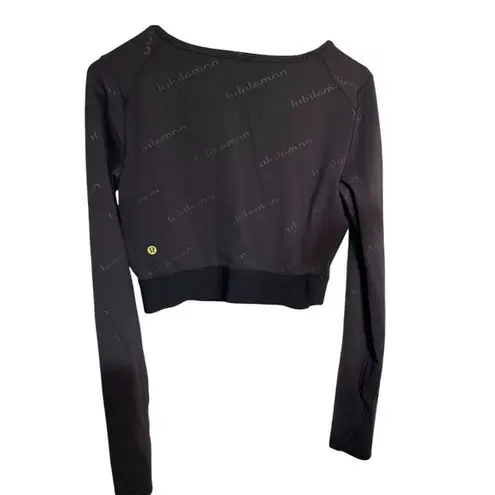 Lululemon Women's Standard M Black Cropped Long Sleeve Top Special Edition Size 6