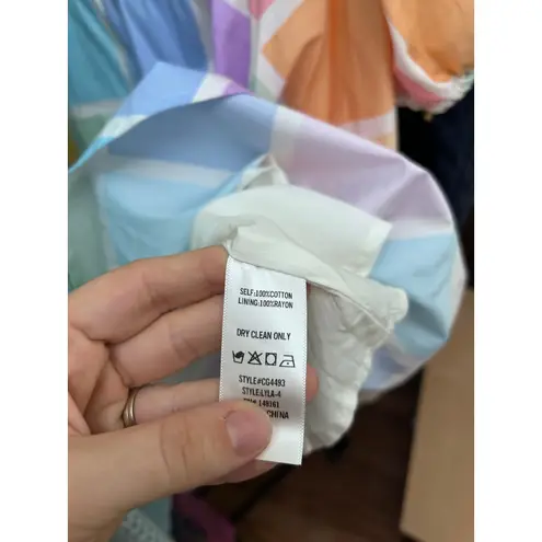 Buddy Love Women's Medium Dress Square Neck Pastel Geometric Mini Short