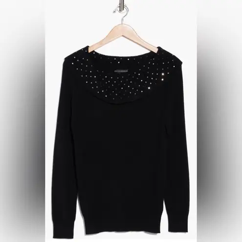 Nordstrom Sofia Cashmere Cowl Neck Sequins Sweater Black Size L