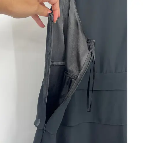 Ann Taylor Tiered Ruffle Chiffon Dress 8 Cocktail Empire Waist Whimsigoth Black