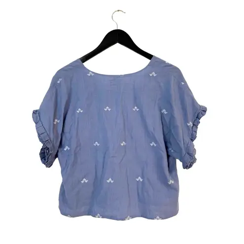 Mirth Womens Medium Cotton Ruffle Sleeve Split V