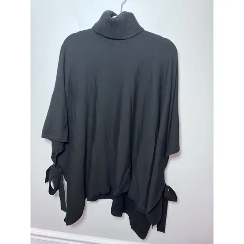 Theory  Black Wool Turtleneck Poncho Medium/Large Oversized Tie Sides thumbnail 4