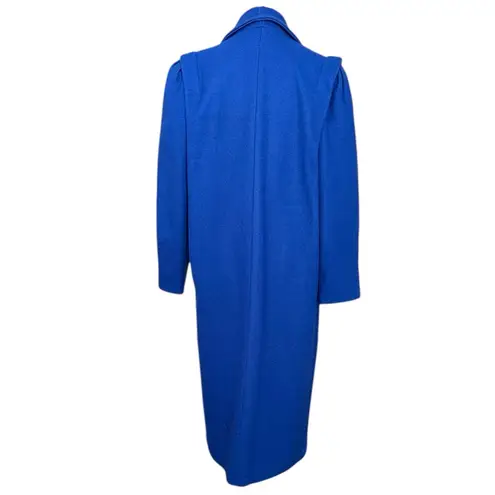 Jofeld Vintage Wool Trench Coat Long Overcoat w/scarf USA M Medium S Small Blue