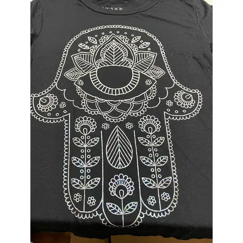 Awake graphic tee black t-shirt size S Hamsa Hand Eye Protection Symbol Rayon