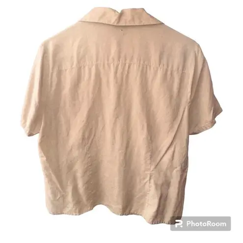 Notations  Vintage Women’s Tan Silk Button Up Shirt Size XL