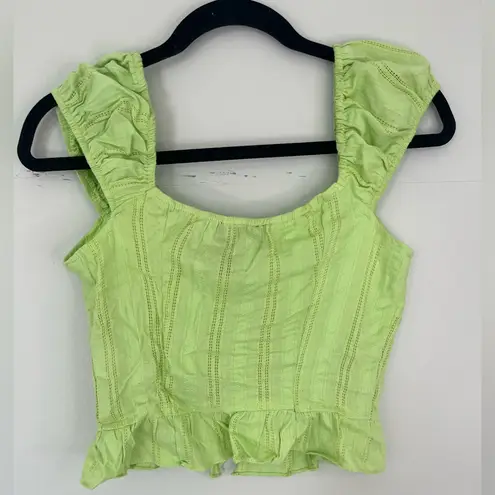 Milk & Honey Lime Green Button Down Crop Top Women’s Size Small