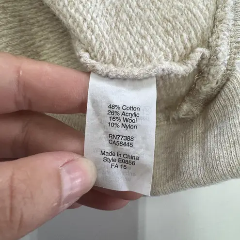 J.Crew Sweater Womens XS Petite Beige Cowl Funnel Neck Kangaroo Pocket E0856