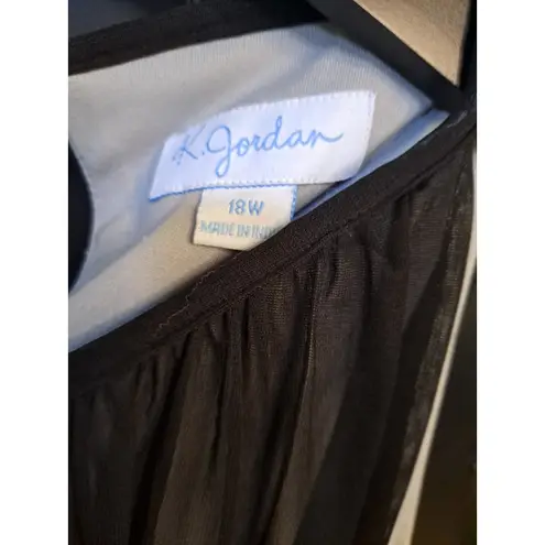 K. Jordan Black Sleeveless Midi Dress With Beaded Accents Size 18W