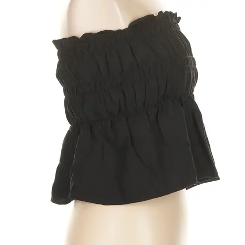 Anthropologie Mare Mare Black Smocked Crop Tube Top Linen Size Medium M