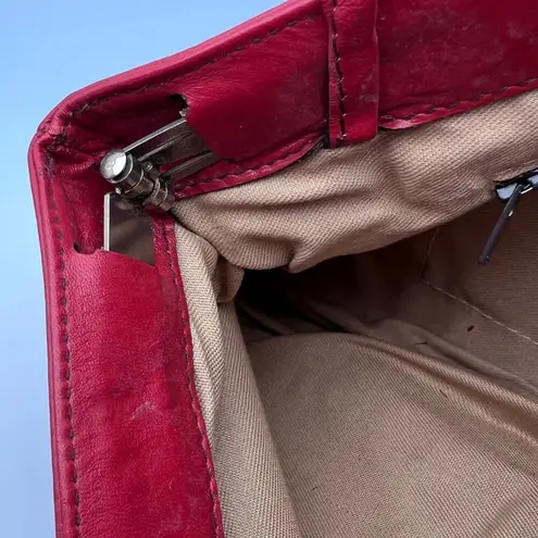 B Young 80s Red Leather Crossbody Bag Handmade Colombia Genuine