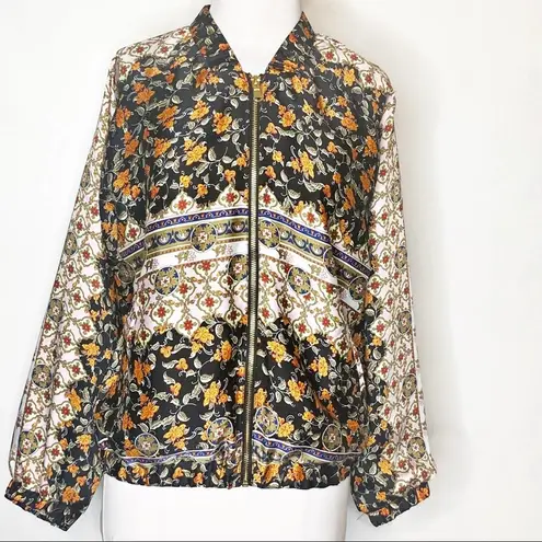 ZARA  satin scarf mixed print bomber jacket sz XS