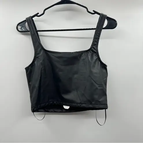 Olive & Oak Olive + Oak Black Faux Leather Sleeveless Crop Top Size S