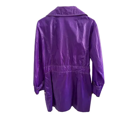 Vintage 1970s Purple Nylon Rain Coat Snap