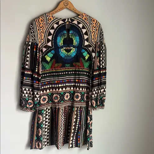 Farm Rio for Anthropologie Carlotta abstract patterned long-sleeve dress XS