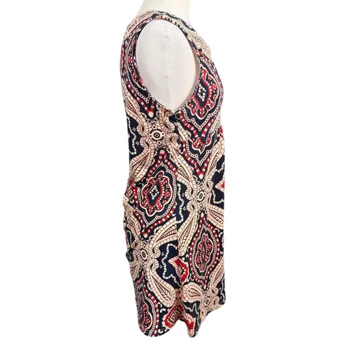 Reborn Sleeveless Dress Size L Blue Red Patterned Size L