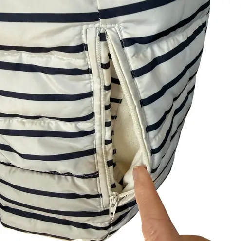 Colebrook navy blue and off white striped zip up puffer vest with pockets S