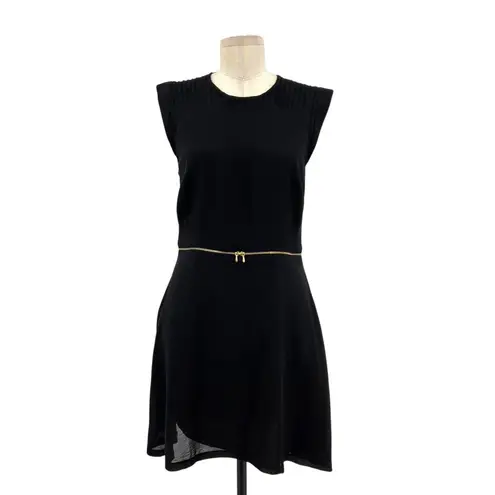 Sandro Ravissante Black Dress Gold Zipper Waist Mini Size 3 / US 8