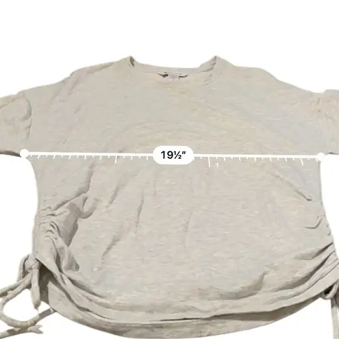 Athleta Lombard Gray Ruched 3/4 Sleeve Crewneck Sweater Sweatshirt Sz S