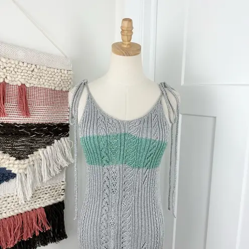 Zadig & Voltaire Jessy Silver Metallic Knit Midi Dress Sz S