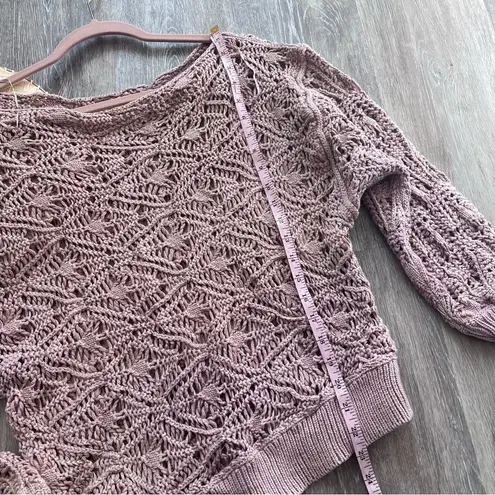 Free People Free‎ people asymmetrical slouchy open knit sweater dusty rose pink size S