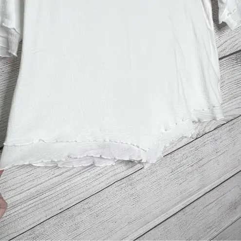 Soft Surroundings White Cotton Layered Blouse Casual Top Size Medium