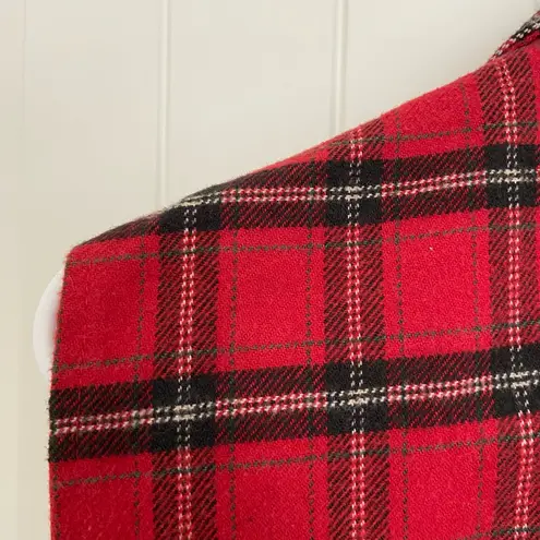 Vintage Stefano International women’s red plaid sleeveless button fringe top M Size M