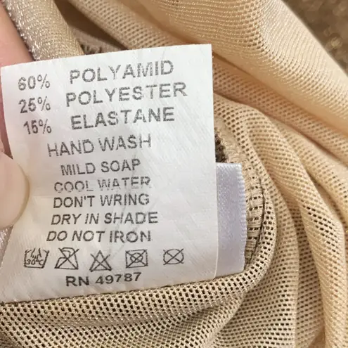 Gottex VINTAGE SQUARE NECK SEXY PINUP GLITTER BRONZE 1 PC BATHING SUIT S