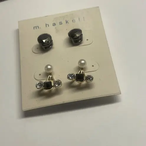 NWT M. Haskell Pierced Earrings Rhinestone