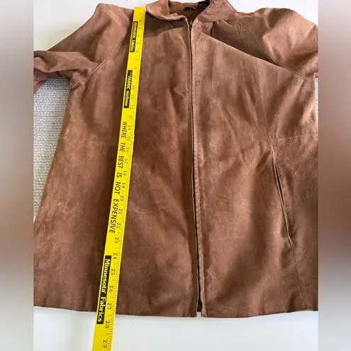 Vintage Phase Two Camel Suede Leather Shirt Jacket Shacket Sz Large Tan