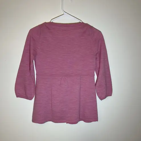 BODEN 100% WOOL LIGHTWEIGHT HALF BUTTON FRONT EMPIRE WAIST CARDIGAN SZ S 4 LAYER Pink