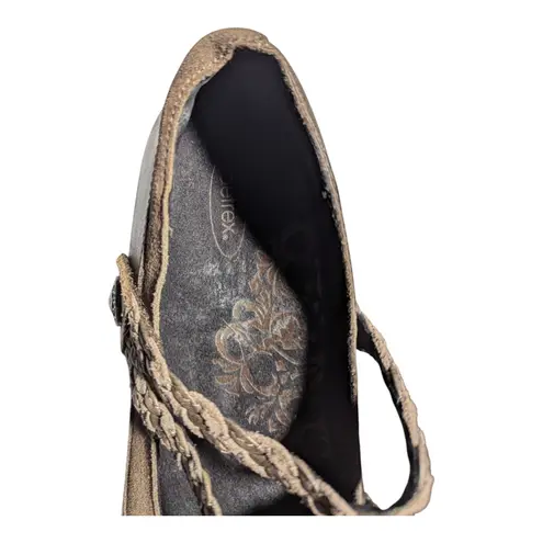 Aetrex Ada Brown Leather Braided Strap Mary Jane Comfort Round Toe Flats Sz 10