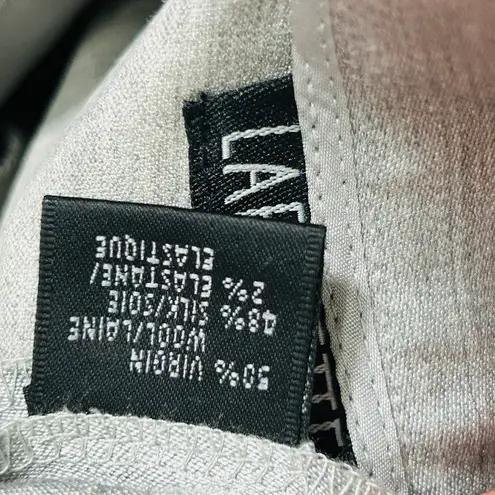 Lafayette 148 NEW Silver Gray Virgin Wool Silk Wide-Leg Trousers Quiet Luxe Sz 8