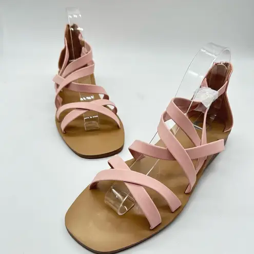 Journee Collection Sandal Womens 7.5 Pink Strappy Lanza Square Toe Sandal NEW