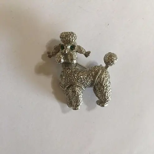 Vintage Silver Tone Poodle Dog Brooch Pin Costume Jewelry