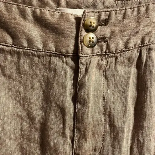 Coldwater Creek Women’s 12P Linen Cotton Blend Cropped Wide Leg Pant Brown Color