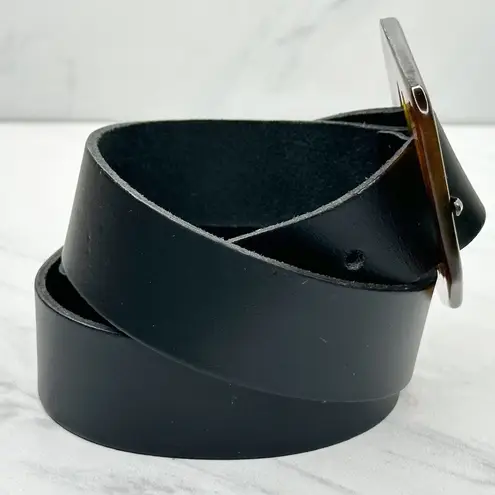 Womens Black Belt Small (S) Tortoiseshell Geometric Buckle Statement ✨