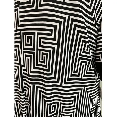 Tiana B. Modern Geometric Greek Patterned Black Swing Dress 22W Plus Size NWT White